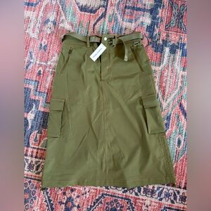 Outdoor Voices Olive Green Cargo Utility Midi Skirt, M